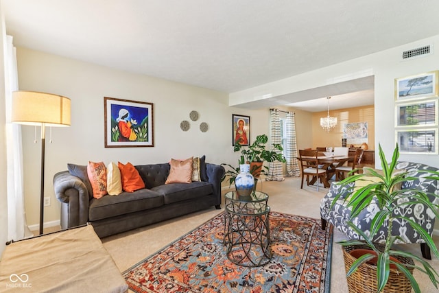 6711 Crestwell Ln, Indianapolis, IN 46268 - living room with carpet flooring and a chandelier