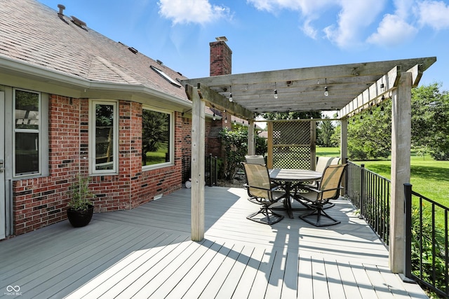 8030 5 Points Rd, Indianapolis, IN 46259 - wooden terrace with a pergola and outdoor dining area