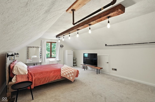 8030 5 Points Rd, Indianapolis, IN 46259 - carpeted bedroom with lofted ceiling and a textured ceiling