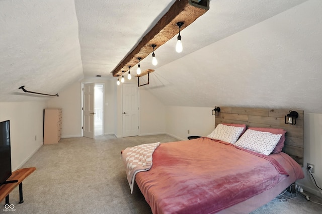 8030 5 Points Rd, Indianapolis, IN 46259 - bedroom with vaulted ceiling, light carpet, and a textured ceiling