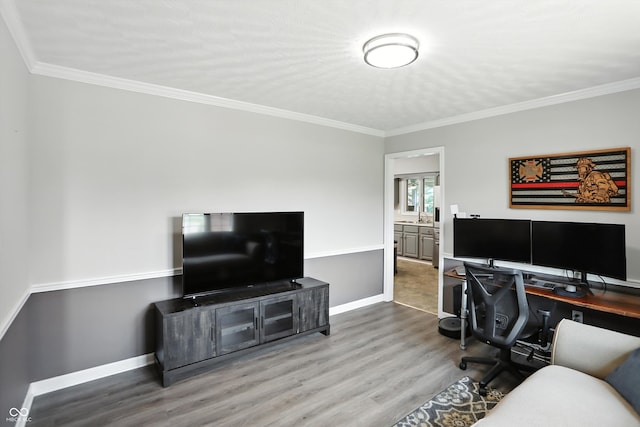 8030 5 Points Rd, Indianapolis, IN 46259 - office area with wood finished floors and ornamental molding
