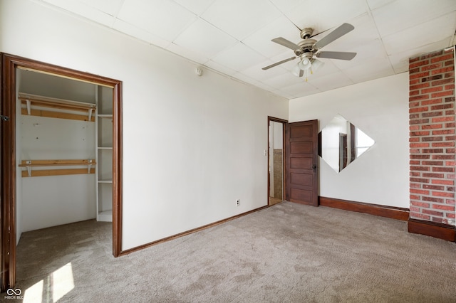5396 N 1000 E, Sheridan, IN 46069 - unfurnished bedroom with carpet floors, a drop ceiling, and a ceiling fan