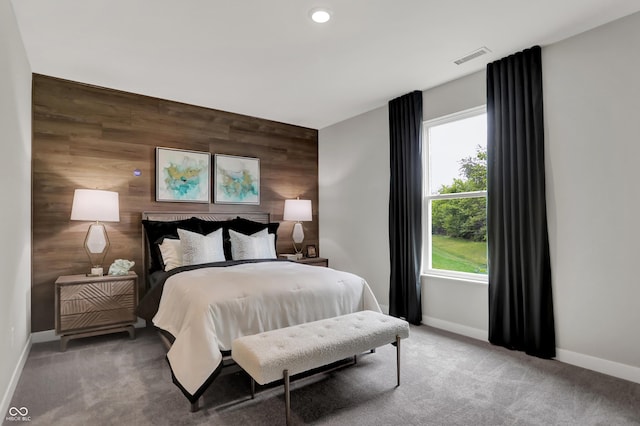 5343 Pelion Pl, Mccordsville, IN 46055 - carpeted bedroom featuring wood walls and an accent wall