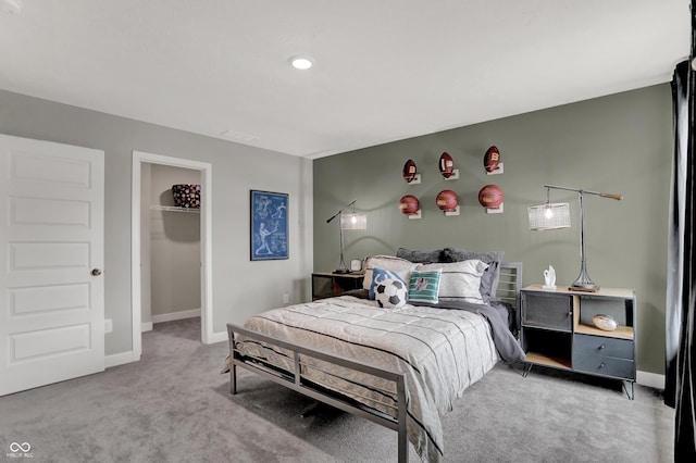 5343 Pelion Pl, Mccordsville, IN 46055 - bedroom with light carpet, a walk in closet, a closet, and recessed lighting