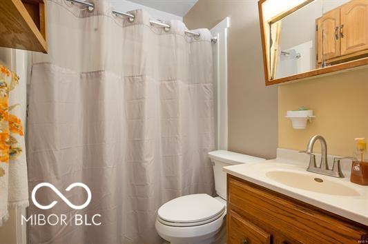 2410 S Ebright St, Muncie, IN 47302 - full bathroom featuring vanity and a shower with shower curtain