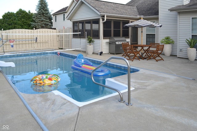 112 Marble Arch Way, Lafayette, IN 47905 - view of pool with area for grilling, a patio, and a sunroom