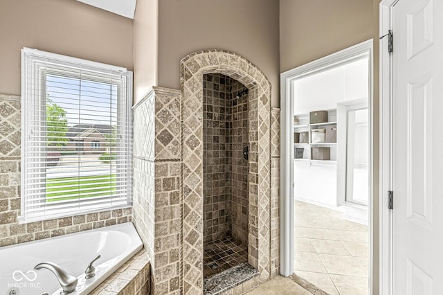 2920 Bloomsbury S, Greenwood, IN 46143 - full bath featuring a whirlpool tub, tile patterned floors, and tiled shower