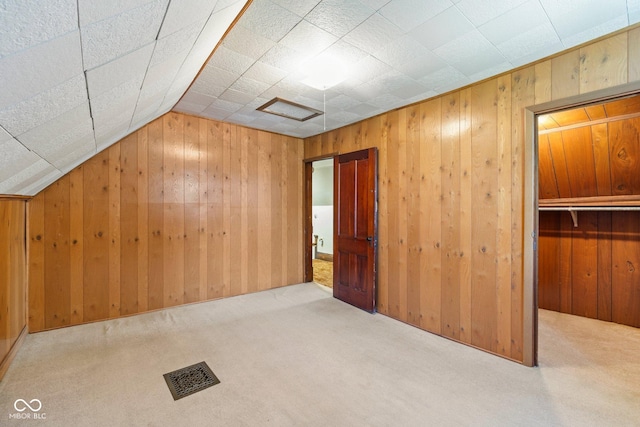 206 E Franklin St, Roachdale, IN 46172 - bonus room featuring wood walls, carpet floors, and lofted ceiling