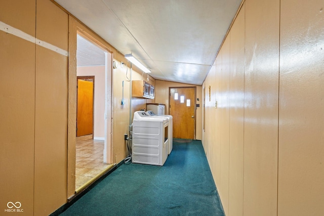 206 E Franklin St, Roachdale, IN 46172 - corridor with washer / dryer and carpet floors