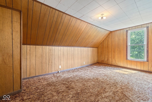 206 E Franklin St, Roachdale, IN 46172 - bonus room with lofted ceiling, wooden walls, and carpet flooring