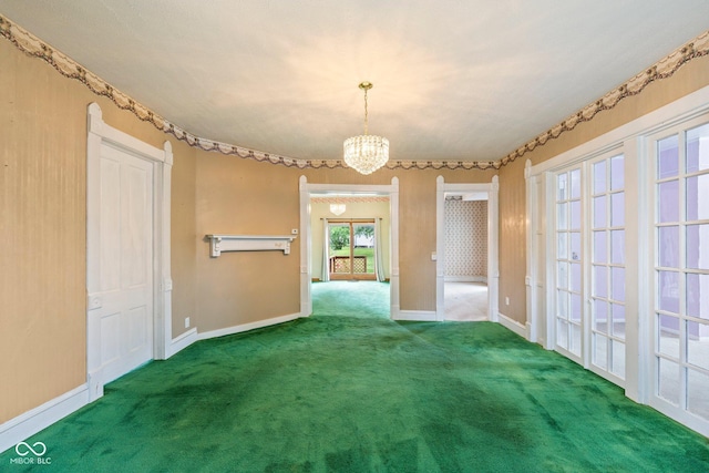 206 E Franklin St, Roachdale, IN 46172 - carpeted empty room with a chandelier and baseboards