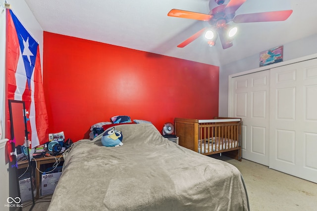 1439 E Mckenzie Rd, Greenfield, IN 46140 - bedroom with carpet, a closet, and ceiling fan