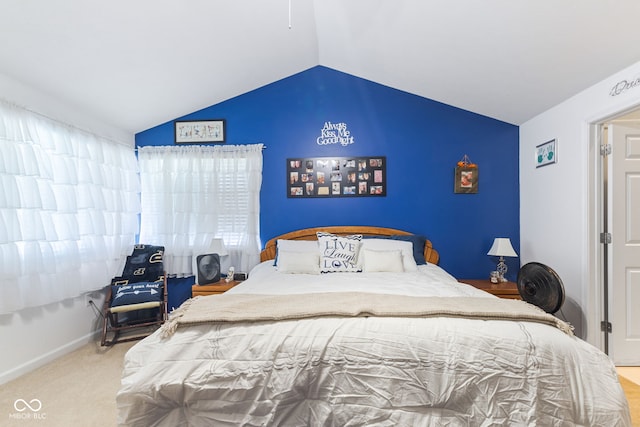 1439 E Mckenzie Rd, Greenfield, IN 46140 - carpeted bedroom with vaulted ceiling and baseboards
