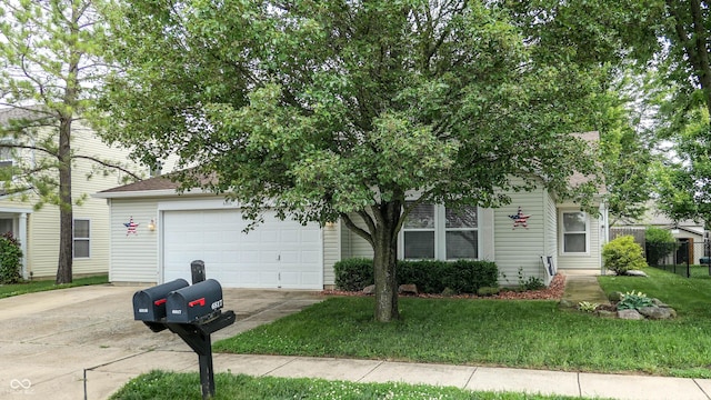 6816 Minnow Dr, Indianapolis, IN 46237 - view of property hidden behind natural elements featuring concrete driveway and an attached garage