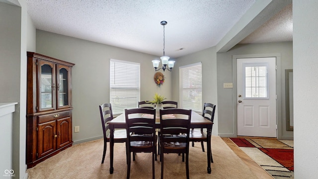 6816 Minnow Dr, Indianapolis, IN 46237 - dining room with healthy amount of natural light, a chandelier, and a textured ceiling
