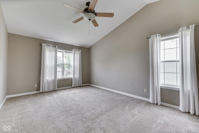 7914 Willow Wind Cir, Indianapolis, IN 46239 - carpeted empty room featuring vaulted ceiling and ceiling fan