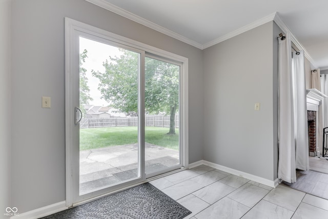 7914 Willow Wind Cir, Indianapolis, IN 46239 - doorway with ornamental molding and light marble finish flooring