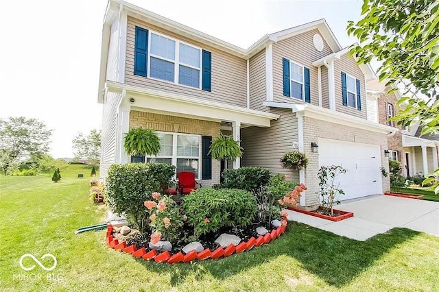 5859 Edelle Dr, Indianapolis, IN 46237 - view of front of home with concrete driveway, a front lawn, and a garage