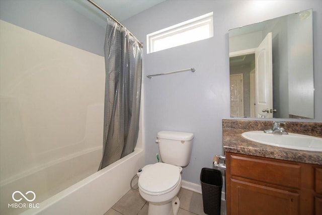 5859 Edelle Dr, Indianapolis, IN 46237 - full bath with shower / tub combo with curtain, vanity, and tile patterned floors