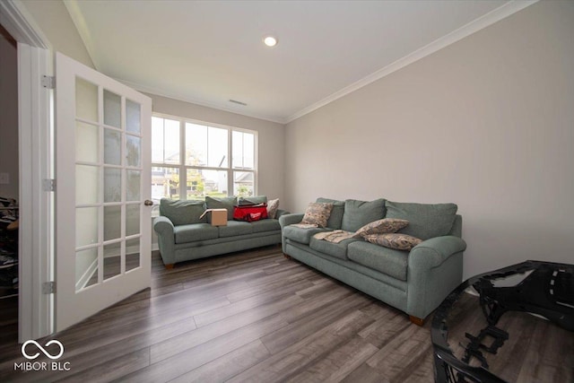3609 Merchmont Rd, Bargersville, IN 46106 - living room featuring crown molding, wood finished floors, and recessed lighting