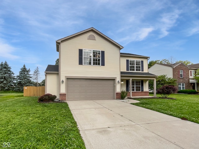770 Tulip Ln, Greenwood, IN 46143 - traditional-style home with an attached garage, a porch, brick siding, and driveway