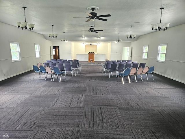 1267 W 750 S, Trafalgar, IN 46181 - miscellaneous room featuring a chandelier, dark colored carpet, and plenty of natural light