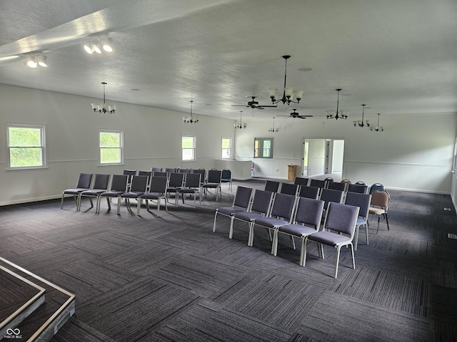 1267 W 750 S, Trafalgar, IN 46181 - miscellaneous room featuring dark colored carpet, a ceiling fan, and a chandelier