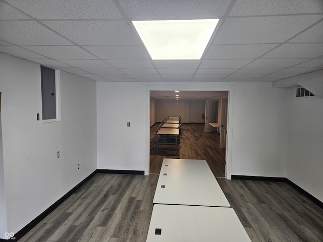 1267 W 750 S, Trafalgar, IN 46181 - finished basement with wood finished floors, electric panel, and a drop ceiling