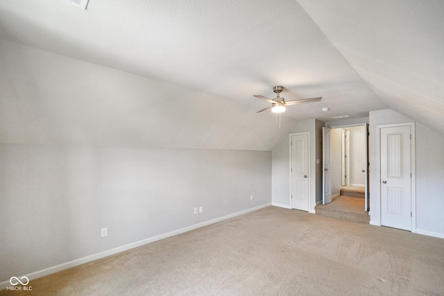 6670 Shooting Star Dr, Whitestown, IN 46075 - bonus room with vaulted ceiling, light carpet, and ceiling fan