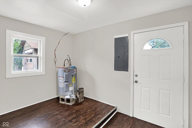 1418 W 5th St, Anderson, IN 46016 - foyer featuring water heater, wood finished floors, healthy amount of natural light, and electric panel