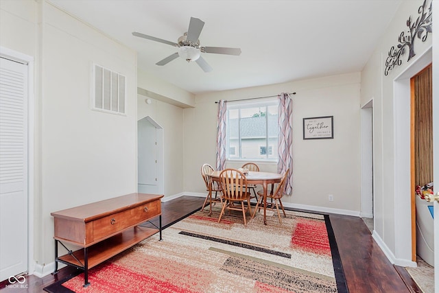 216 N Clinton St, Boswell, IN 47921 - dining room with wood finished floors and a ceiling fan