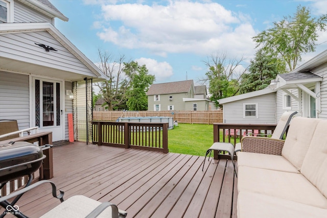 216 N Clinton St, Boswell, IN 47921 - wooden deck featuring a fenced backyard, area for grilling, and an outdoor hangout area