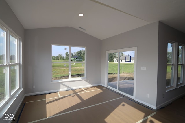 10424 Oak Bend Blvd, Indianapolis, IN 46239 - unfurnished sunroom featuring lofted ceiling and healthy amount of natural light