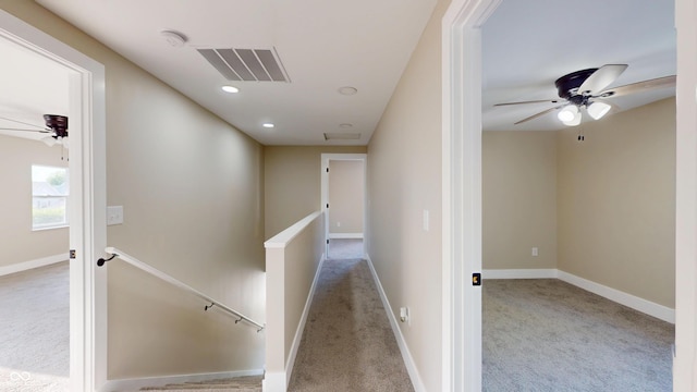 1809 S H St, Elwood, IN 46036 - hallway with an upstairs landing, carpet, and recessed lighting