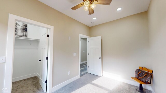 1809 S H St, Elwood, IN 46036 - unfurnished bedroom with carpet flooring, recessed lighting, and a closet