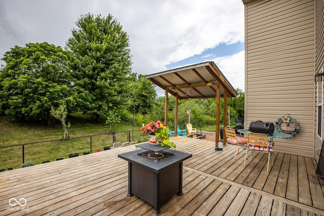 6532 Amherst Way, Zionsville, IN 46077 - wooden deck featuring a fire pit