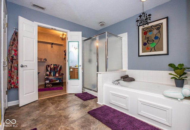 6532 Amherst Way, Zionsville, IN 46077 - bathroom featuring a stall shower, a garden tub, and a spacious closet
