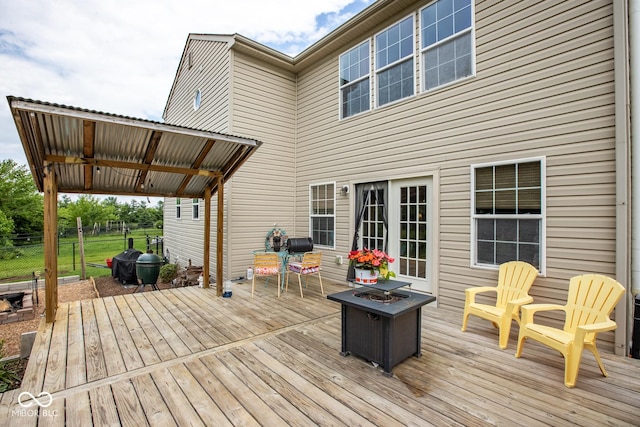 6532 Amherst Way, Zionsville, IN 46077 - wooden deck featuring an outdoor fire pit