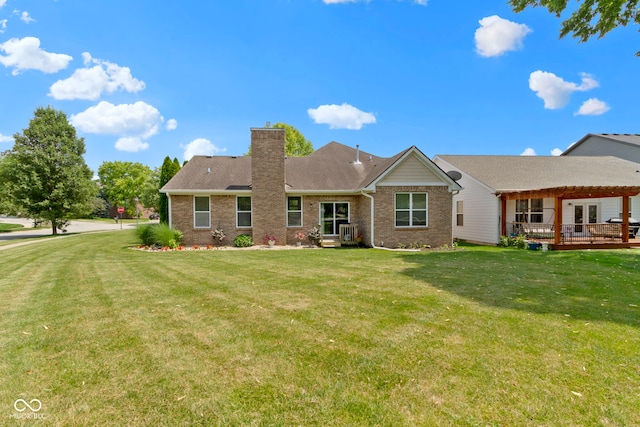 15098 Newburyport Dr, Fortville, IN 46040 - view of front of property featuring a chimney, brick siding, and a front lawn