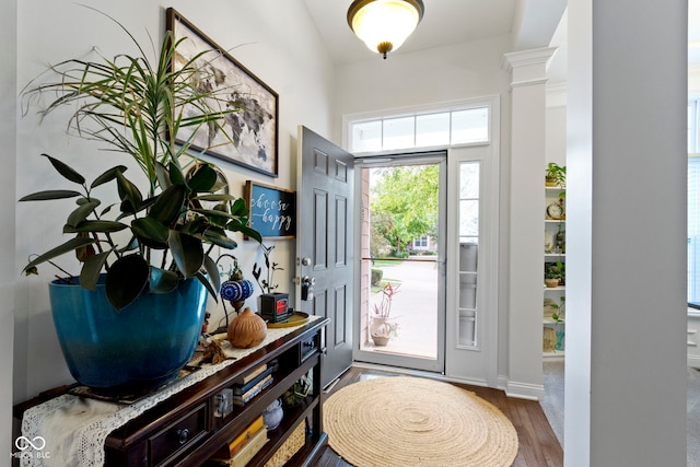 15098 Newburyport Dr, Fortville, IN 46040 - foyer entrance with wood finished floors and ornate columns
