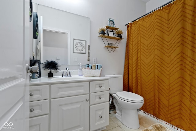 15098 Newburyport Dr, Fortville, IN 46040 - bathroom featuring tile patterned floors, vanity, and a shower with shower curtain