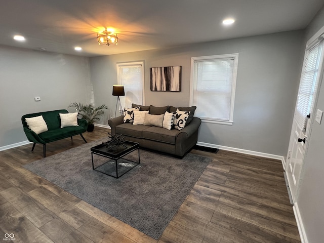937 N Routiers Ave, Indianapolis, IN 46219 - living area with dark wood-type flooring and recessed lighting