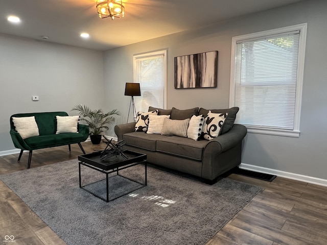 937 N Routiers Ave, Indianapolis, IN 46219 - living area featuring wood finished floors and recessed lighting