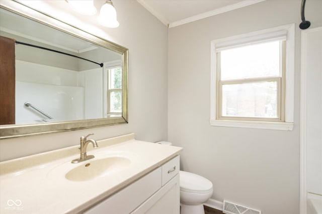 540 Lazy Ln, Greenwood, IN 46142 - bathroom featuring vanity, a shower, and crown molding