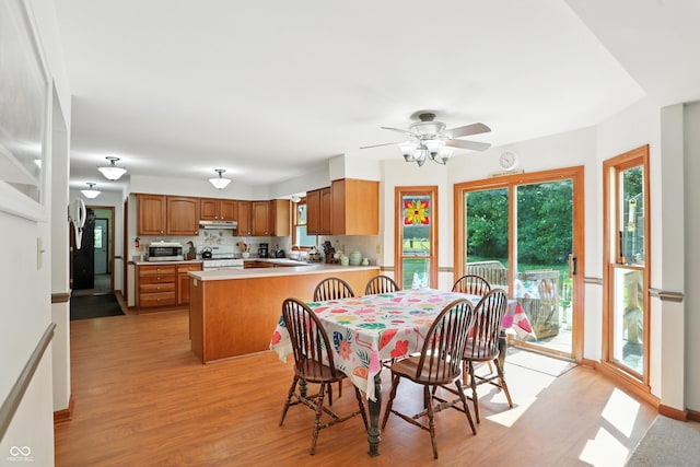 1224 S Hunter Rd, Indianapolis, IN 46239 - dining area with light wood finished floors and ceiling fan