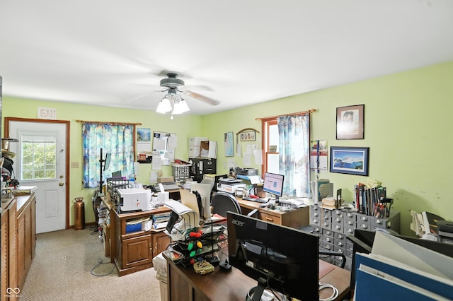 1224 S Hunter Rd, Indianapolis, IN 46239 - office area with a ceiling fan and light carpet