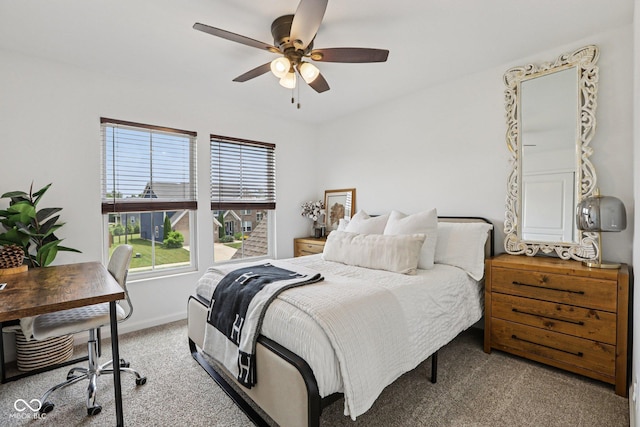 1414 W Springhurst Blvd, Greenfield, IN 46140 - carpeted bedroom with a ceiling fan and a desk