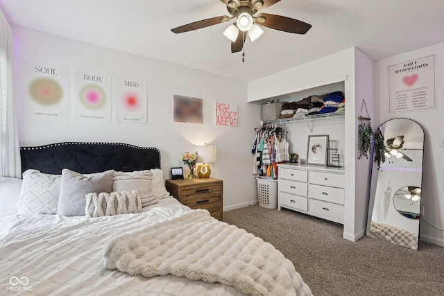 1414 W Springhurst Blvd, Greenfield, IN 46140 - carpeted bedroom with a closet and a ceiling fan