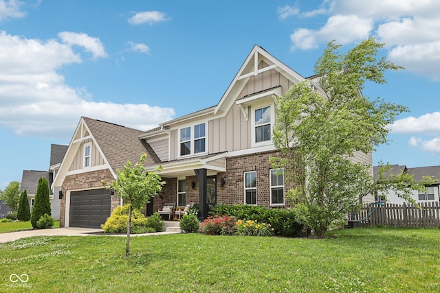1414 W Springhurst Blvd, Greenfield, IN 46140 - craftsman-style house featuring board and batten siding, brick siding, concrete driveway, a garage, and a shingled roof
