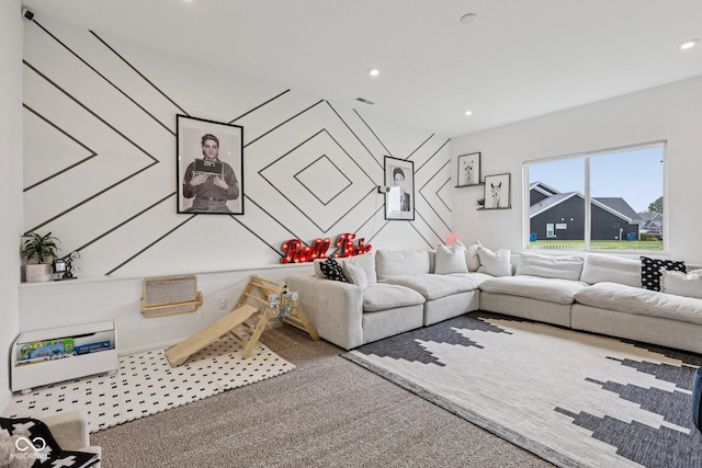 1414 W Springhurst Blvd, Greenfield, IN 46140 - carpeted living area featuring recessed lighting